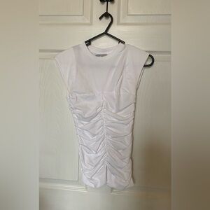 GANNI Ruched Cotton-jersey Top